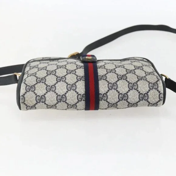 GUCCI GG Supreme Sherry Line Shoulder Bag PVC Navy Gold 89 02 055 Auth am9980 - Picture 6 of 15